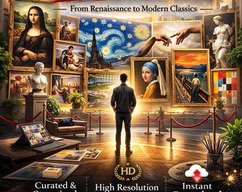 Berühmte Künstler Meisterwerke, druckbare Kunst an der Galeriewand (digitaler Download)