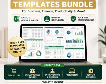 1200+ Excel Spreadsheet Templates Bundle, Business Planner, Budget Tracker (Instant Download)