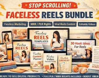 Faceless Reels Bundle, Viral Content Templates, MRR/PLR Rights