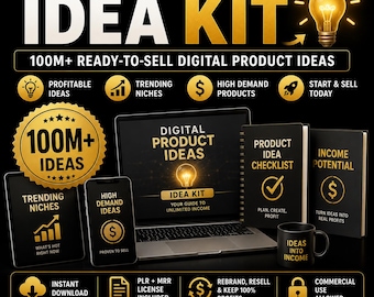 Digital Product Idea Kit | 100M+ PLR MRR Bundle (Instant Download)