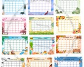 2026 Monthly Calendar bundle, minimal Printable 2026 Planner for Kids, calendar page 2026 downloadable, decorative wall calendar pdf