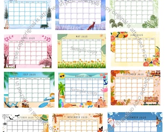 2026 Monatskalender, minimalistischer 2026 Kinderplaner, dekorativer Wandkalender, Kalenderseite 2026 zum Downloaden