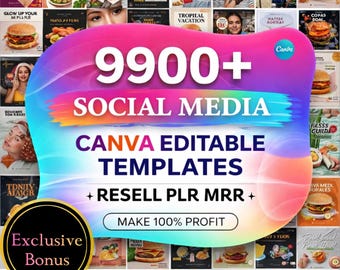 9900+ Social Media Canva Vorlagen | PLR MRR Wiederverkaufsrechte (Digitaler Download)