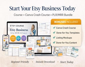 Etsy Business natürlich, Digital Produkt Starter Kit,Passive Income Guide (PLR MRR)