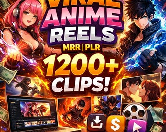 Viral Anime Reels Bundle: 1200+ MRR/PLR Clips für Social Media (Digitaler Download)