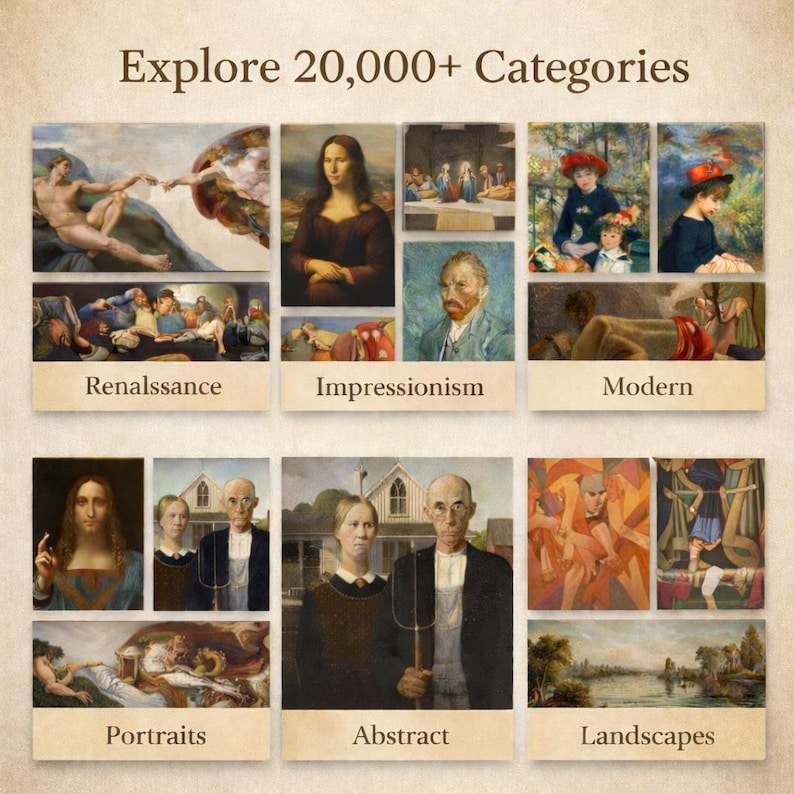 Famous Artists Masterpieces Bundle, Gallery Wall Printable Art (digital ...