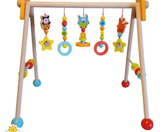 Wooden Baby Play Gym & Fitness Rack | Activity Gym | Montessori Tummy Time Toy
