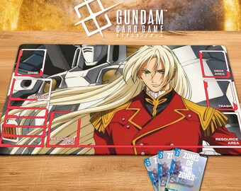 ガンダムゼータプレイマット - ガンダムカードゲーム - 24インチ x 14