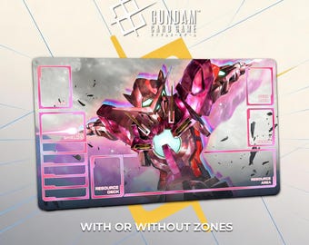 Tapete de juego Exia Trans-Am Gundam – Setsuna Gundam 00 - Tapete de escritorio para juego de cartas TCG Gundam de 600 x 350 x 3 mm (24 x 14 pulgadas), alfombrilla de ratón de regalo para GCG