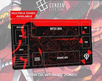 Tapete de juego Zaku Red Comet Gundam para juegos de cartas TCG – 600 x 350 mm