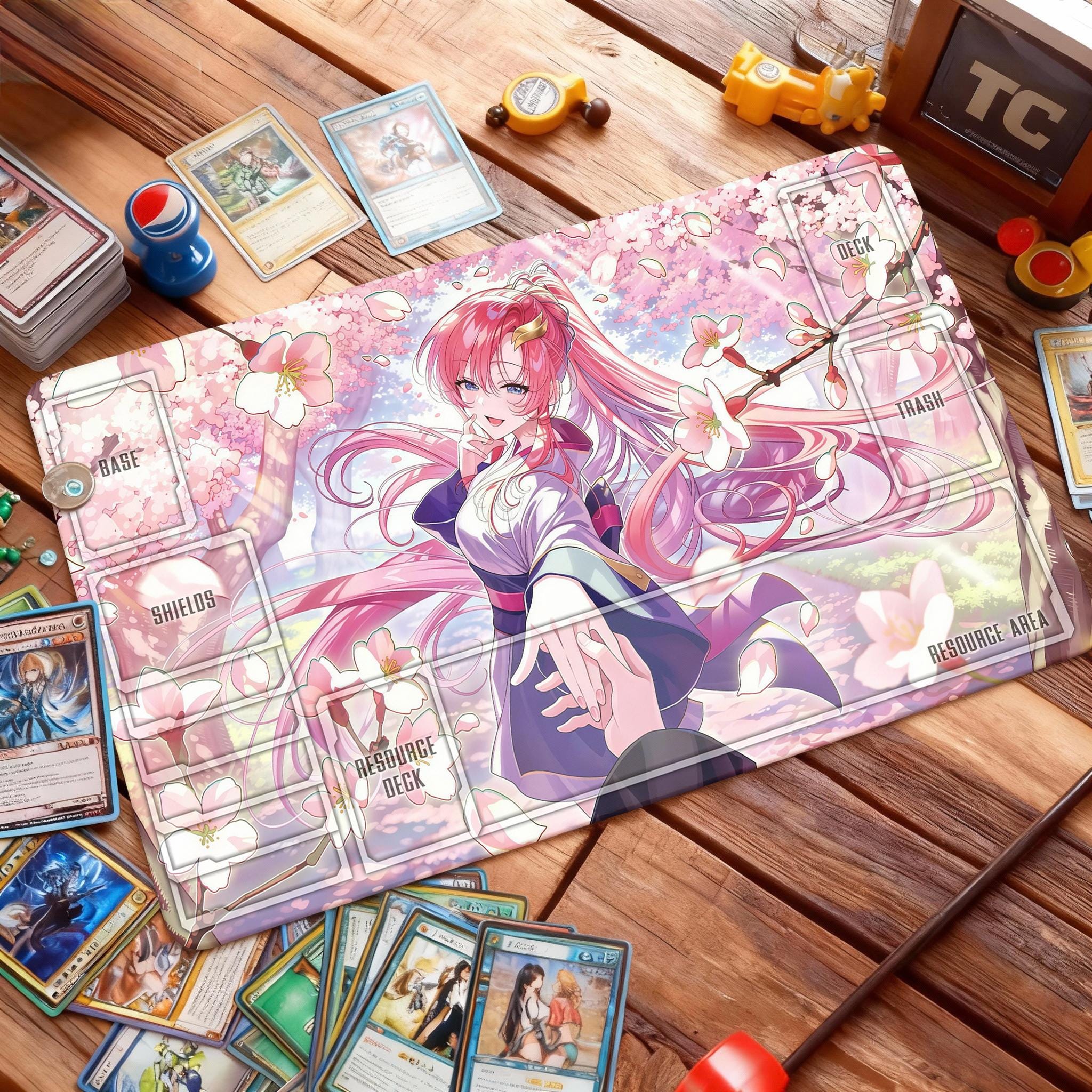 Lacus Clyne Gundam Playmat - Anniversary Cherry Blossom Art, SEED