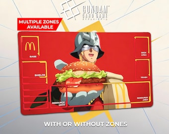 Tapete de juego Char Aznable x McDo Gundam TCG Gundam - Tapete de escritorio para juego de cartas coleccionables Gundam - Mobile Suit Gundam 60 x 35 cm (24" x 14") Alfombrilla de ratón GCG Regalo
