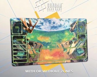 Gundam Playmat Unicorn x Banshee Awakening Mobildräkt Gundam UC Skrivbordsmatta 24"x14" TCG Kortspel GCG Spelmatta Gåva
