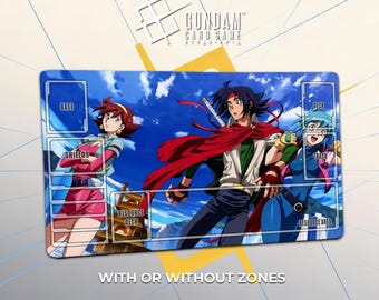 Rain x Allenby Gundam Playmat - TCG Gundam Card Game Deskmat - Mobile Fighter G Gundam 24" x 14" (60 x 35 cm) GCG-muismat cadeau