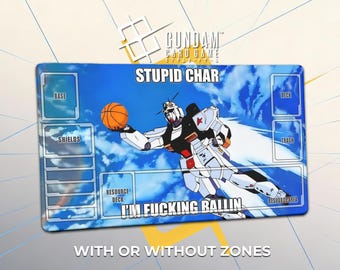 Basketball Meme Nu Gundam Playmat – Amuro Ballin on Char - TCG Gundam Card Game Deskmat 0093 24"x14"(60x35cm) GCG Gamemat Mouse Pad Gift