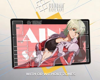 8e MS Team Gundam-speelmat - Aina Sahalin - TCG Gundam-kaartspelbureaumat 24" x 14" (600 x 350 x 3 mm) GCG-gamemat muismat cadeau