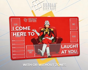 Tapete de juego Gundam - Meme del sofá de Char Aznable - Tapete de escritorio para juego de cartas coleccionables Gundam de 600 x 350 x 3 mm (24" x 14") Tapete de juego GCG Alfombrilla de ratón Regalo