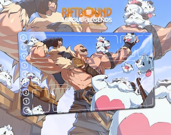 Playmat - Braum - Riftbound 2KXO League of Legends TCG Game Mat 24"x14" (600x350x3mm) Gamer Desk Mat Stitched Edges Protective bag included