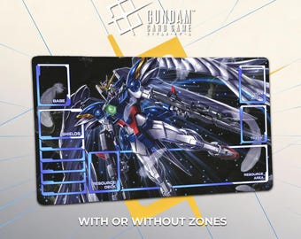 Wing Zero Custom Gundam Playmat - Heero Yuy Endless Waltz - Tcg Gundam Kartenspiel Schreibtischmatte 60 x 35 cm extra dickes Gcg Gamemat Geschenk