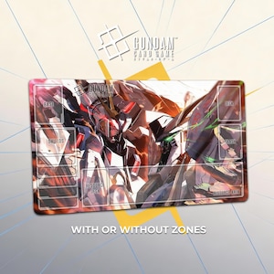 Tapete de juego Gundam Penélope vs. Xi – Hathaway's Flash - Tapete de escritorio para juego de cartas TCG Gundam RX-105 60 x 35 cm (24" x 14"), alfombrilla de ratón de regalo