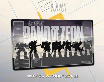 Tapete de juego Zaku Band of Zeon Gundam – Char, Black Tristar - Tapete de escritorio para juego de cartas TCG Gundam de 60 x 35 cm (24" x 14"), tapete de juego GCG, alfombrilla de ratón de regalo