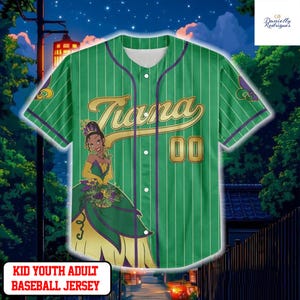 Custom Mardi Gras Princess and the Frog Tiana Baseball Jersey, Personalized Disney Family Shirt, Custom Name Number Outfit, Fat Tuesday