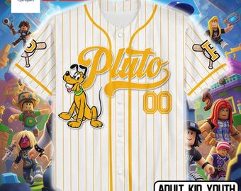 Pluto Baseball Jersey, Cartoon Dog Baseball Shirt, Personalized Name Number, Adult Youth Kid Baseball Jersey
