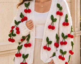 Crochet Cardigan Handmade Sweater Fit Coat Gift for Her Fall Outerwear Feminine Y2K Style Oversized Knitting Boho Mohair Butterfly Cardigan