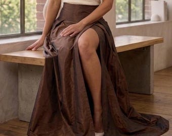 Taffeta Skirt Pleated High Waist, Customize maxi skirt for Special Occasion, Handmade Flowy wrap tulle Comfortable plaid Skirt Floor Length