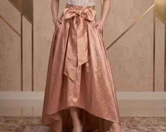 Taffeta Skirt with Tie Sash Bow and Pockets, Customize Plus Size maxi skirt for Occasion, Handmade Flowy wrap tulle Comfortable plaid Skirt