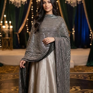 black and silver indian dress Gray Indian Gowns