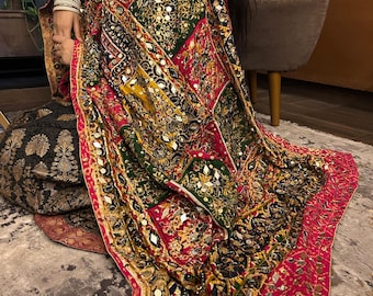 Handcrafted Multicolor Silk Dupatta with Mirror, Pearl & Sequin Work