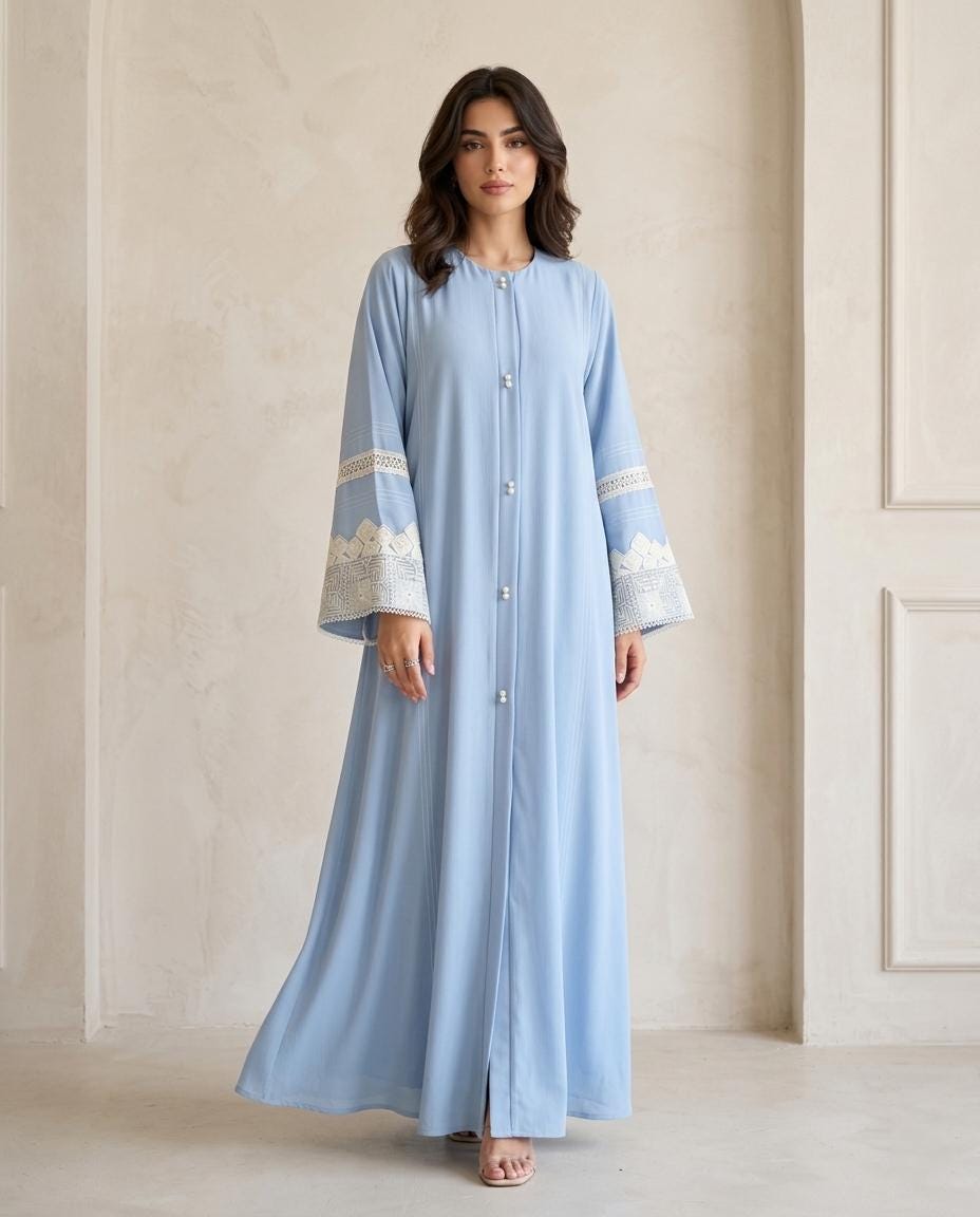 White Maxi Dress Blue Embroidery - Etsy