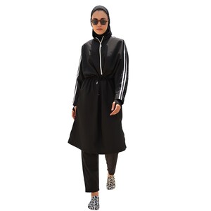 Burkini 3 Pezzi Per Bambina Ragazza - Costume Modesto Islamico Spiaggia, Nero - Foto 4