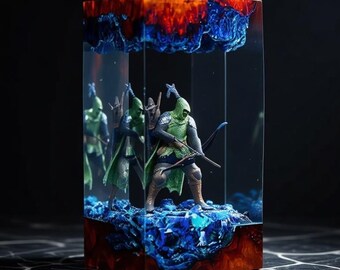 El.den Ri.ng Ni.ght.rei.gn Resin lamp, Du.ch.ess Resin Wood Lamp, ED Ring Figure, gift for gamer, Valentine gift For Him