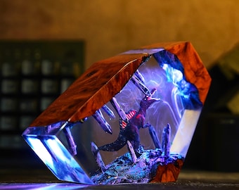 Lámpara de resina con diseño de dinosaurio Spinosaurus, luz nocturna personalizada de Jurassic World, regalo único para niños.