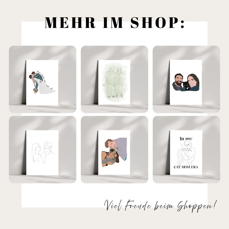 Line Art Portrait personalisiert - Geschenk Jahrestag Hochzeitstag Geburtstag - Zeichnung Couple / Friends - Minimalistisch - Digitale Datei Bild 15