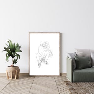 Line Art Portrait personalisiert - Geschenk Jahrestag Hochzeitstag Geburtstag - Zeichnung Couple / Friends - Minimalistisch - Digitale Datei Bild 6