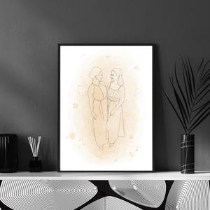 Line Art Portrait personalisiert - Geschenk Jahrestag Hochzeitstag Geburtstag - Zeichnung Couple / Friends - Minimalistisch - Digitale Datei Bild 5