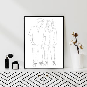 Line Art Portrait personalisiert - Geschenk Jahrestag Hochzeitstag Geburtstag - Zeichnung Couple / Friends - Minimalistisch - Digitale Datei Bild 4