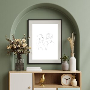 Line Art Portrait personalisiert - Geschenk Jahrestag Hochzeitstag Geburtstag - Zeichnung Couple / Friends - Minimalistisch - Digitale Datei Bild 2