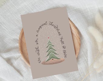 Christmas card with snow globe | Christmas greeting card | Christmas greetings | Gift | Snow | A6 textured paper including envelope