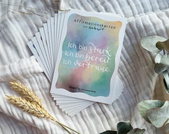 Affirmation cards for birth | Motivational cards for hypnobirthing | Positive birth cards | 10 cards | A6 textured paper