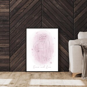 Line Art Portrait personalisiert - Geschenk Jahrestag Hochzeitstag Geburtstag - Zeichnung Couple / Friends - Minimalistisch - Digitale Datei Bild 9