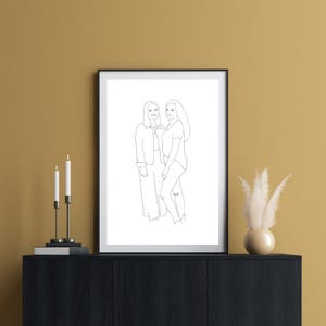 Line Art Portrait personalisiert - Geschenk Jahrestag Hochzeitstag Geburtstag - Zeichnung Couple / Friends - Minimalistisch - Digitale Datei Bild 8