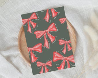 Christmas Greeting Card | Red Ribbon Christmas Mail Festive Gift for Family | A6 Matte with Envelope