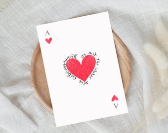 Greeting card for your favorite person | Gift postcard for love | Playing card Ace of Hearts forever | A6 including envelope
