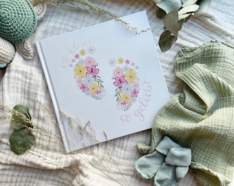 Schwangerschafts Tagebuch Baby | Geschenk Schwangere | Erinnerungsalbum Babybuch zum Eintragen | Junge oder Mädchen | Aquarell Motiv Baby