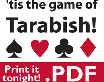 Tarabish Card Game Play Instructions - PDF download to print at home