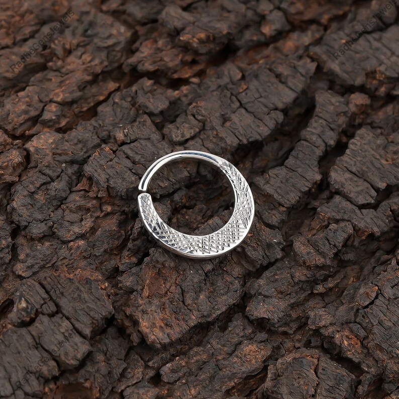 Handmade Sterling Silver Tusk, Hammered Septum Ring, (septum,belly,ear ...